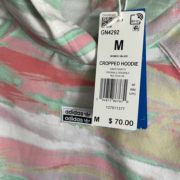 Adidas RYV Crop Hoodie Sweatshirt New with tags Medium - Picture 3 of 11